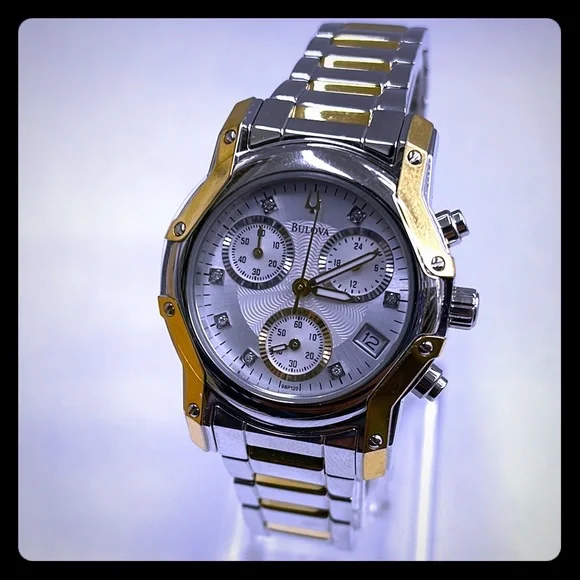 New Bulova Two Tone Chronograph Ladies Watch Bulova Women main image 3